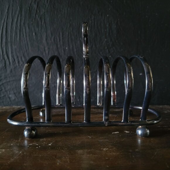 Vtg Silverplate 6 Piece Toast Rack, Toast Holder, Mail Holder, Made in England - Picture 3 of 8